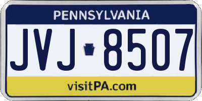 PA license plate JVJ8507
