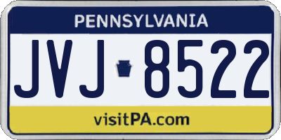 PA license plate JVJ8522