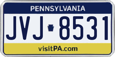 PA license plate JVJ8531