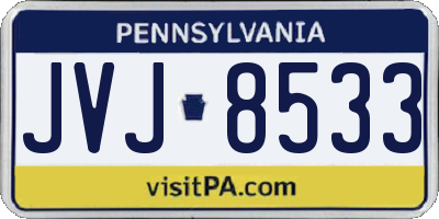 PA license plate JVJ8533