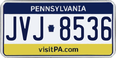 PA license plate JVJ8536
