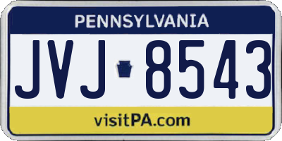 PA license plate JVJ8543