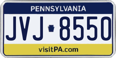 PA license plate JVJ8550