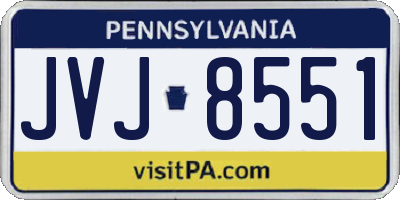 PA license plate JVJ8551