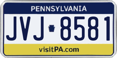 PA license plate JVJ8581