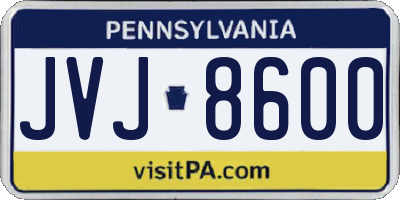 PA license plate JVJ8600
