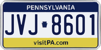 PA license plate JVJ8601