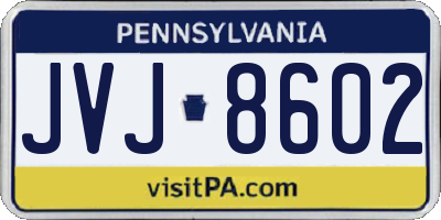 PA license plate JVJ8602