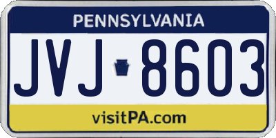 PA license plate JVJ8603