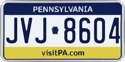 PA license plate JVJ8604