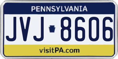 PA license plate JVJ8606