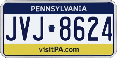 PA license plate JVJ8624