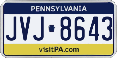 PA license plate JVJ8643