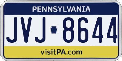 PA license plate JVJ8644