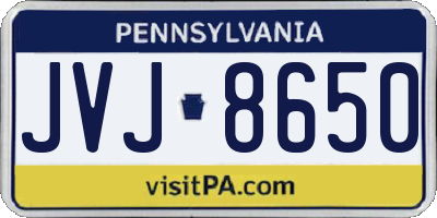PA license plate JVJ8650