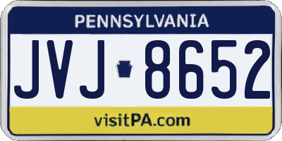 PA license plate JVJ8652