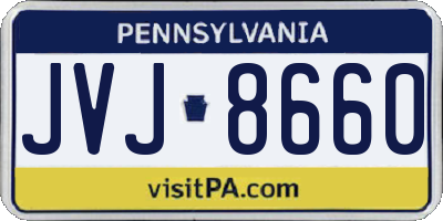 PA license plate JVJ8660