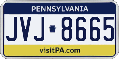 PA license plate JVJ8665