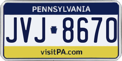 PA license plate JVJ8670
