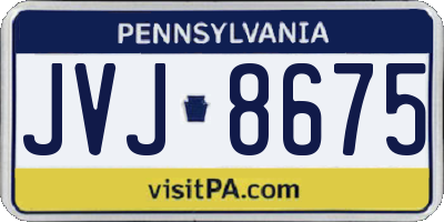 PA license plate JVJ8675