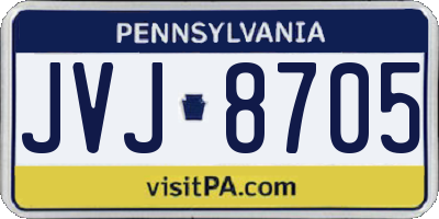 PA license plate JVJ8705