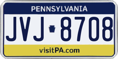 PA license plate JVJ8708