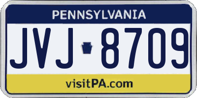 PA license plate JVJ8709