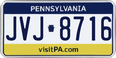 PA license plate JVJ8716