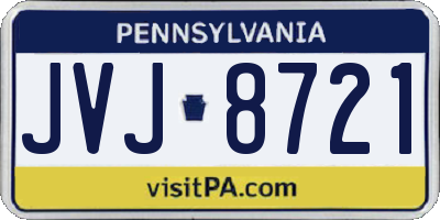 PA license plate JVJ8721