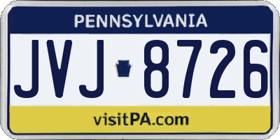 PA license plate JVJ8726