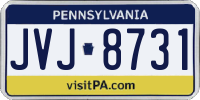 PA license plate JVJ8731