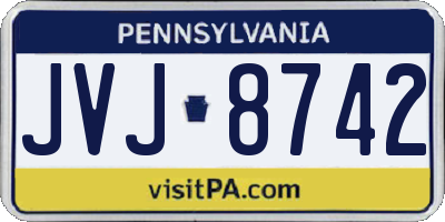 PA license plate JVJ8742