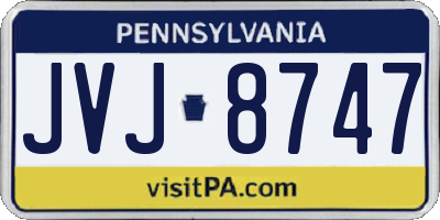 PA license plate JVJ8747
