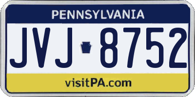 PA license plate JVJ8752