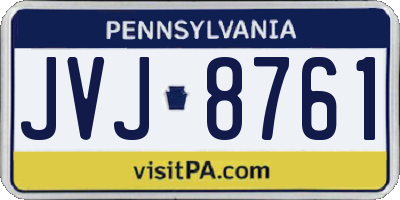 PA license plate JVJ8761