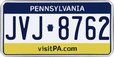PA license plate JVJ8762