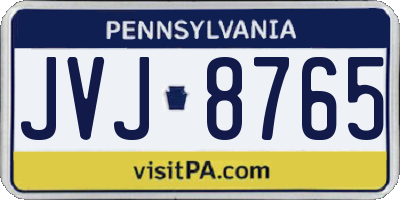 PA license plate JVJ8765