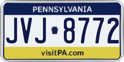 PA license plate JVJ8772