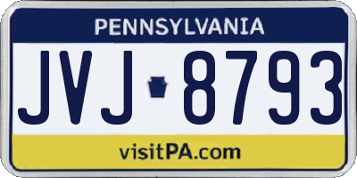 PA license plate JVJ8793