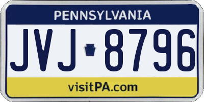 PA license plate JVJ8796