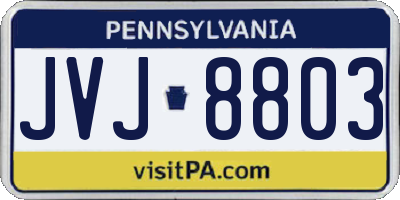 PA license plate JVJ8803