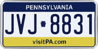 PA license plate JVJ8831