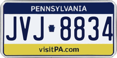 PA license plate JVJ8834
