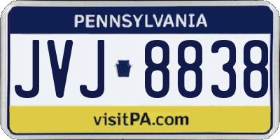PA license plate JVJ8838