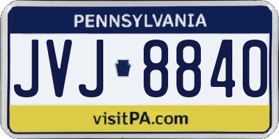 PA license plate JVJ8840