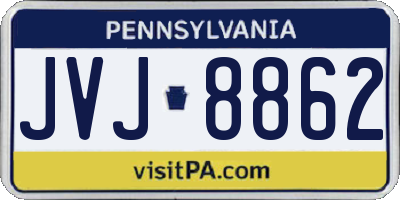 PA license plate JVJ8862