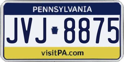 PA license plate JVJ8875