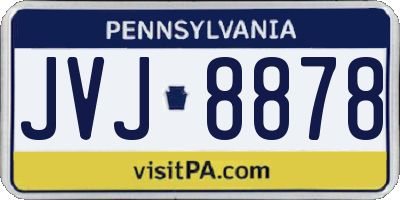 PA license plate JVJ8878