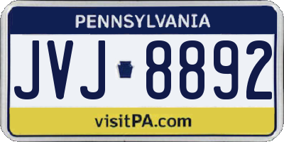 PA license plate JVJ8892