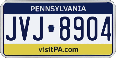 PA license plate JVJ8904